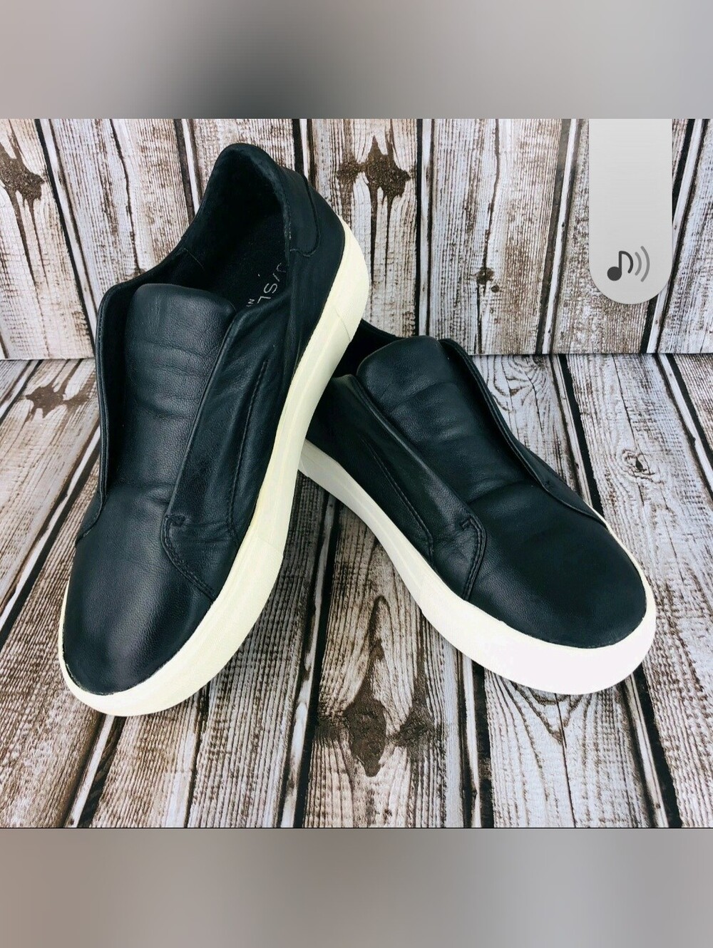 J/Slides Black Leather Slip-On Platform Sneakers